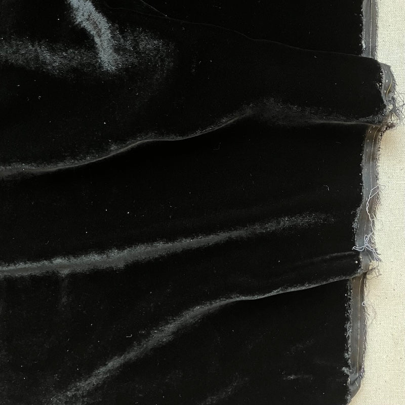 Close-up of black velvet fabric with visible texture