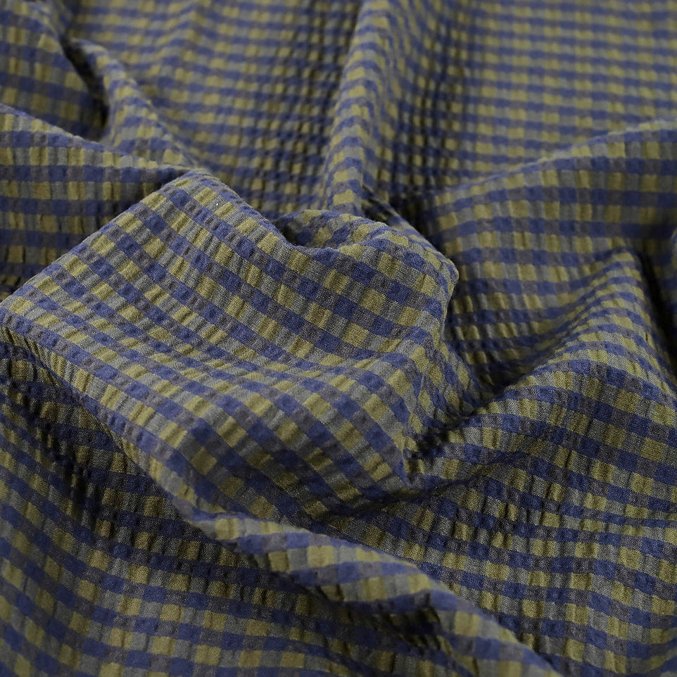 Fabric Godmother - Cotton Seersucker - Rowan Gingham - Moss and Navy