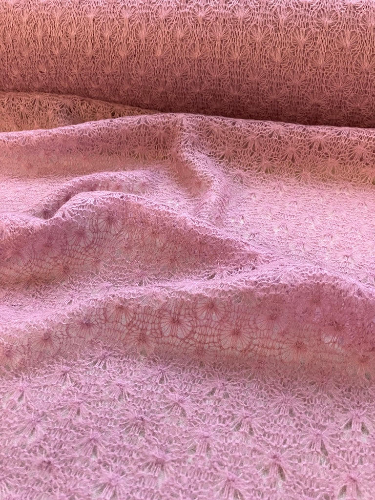 Deadstock - Wool Blend Sweater Knit - Lace - Rose