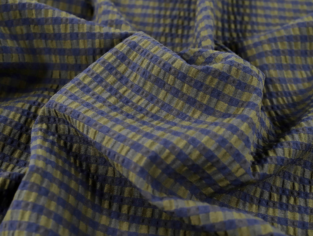 Fabric Godmother - Cotton Seersucker - Rowan Gingham - Moss and Navy