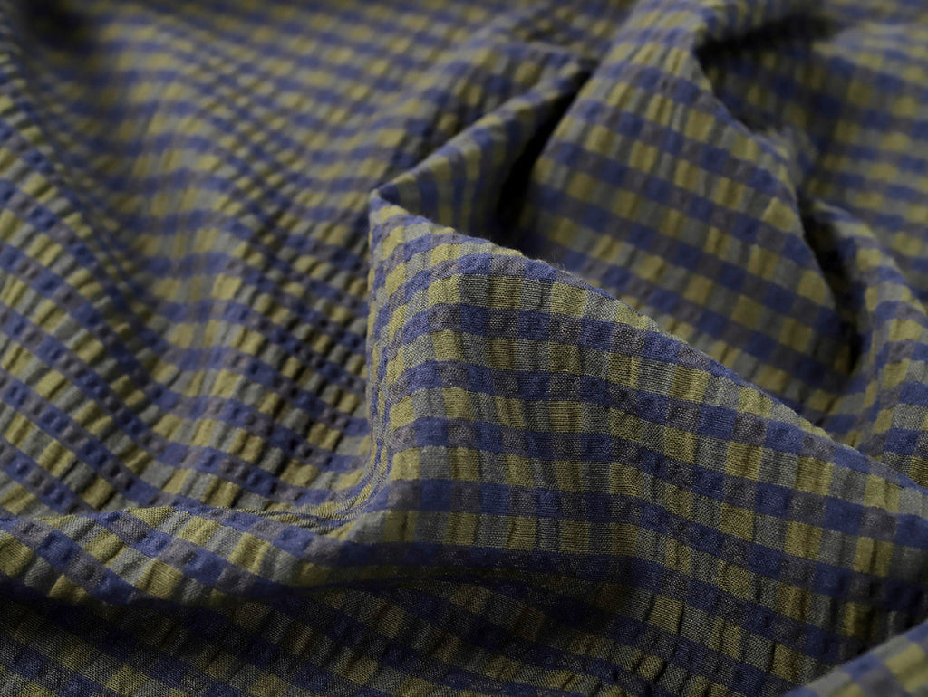 Fabric Godmother - Cotton Seersucker - Rowan Gingham - Moss and Navy