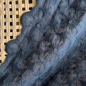 Hokkoh - Embroidered Cotton - Large Flowers - Navy