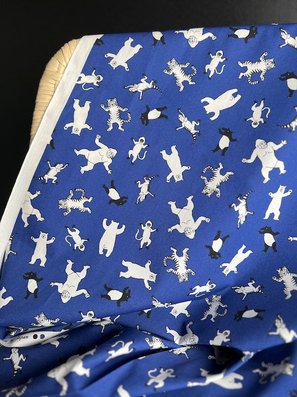 Orimono - Cotton Sheeting - Animal Toss - Royal