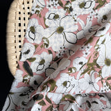 Hokkoh - Cotton Lawn - Ink Sketch Floral - Olive on Mauve