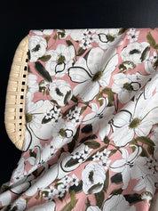 Hokkoh - Cotton Lawn - Ink Sketch Floral - Olive on Mauve