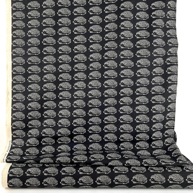 Sevenberry - Cotton Linen Lightweight Canvas - Hedgehogs - Black
