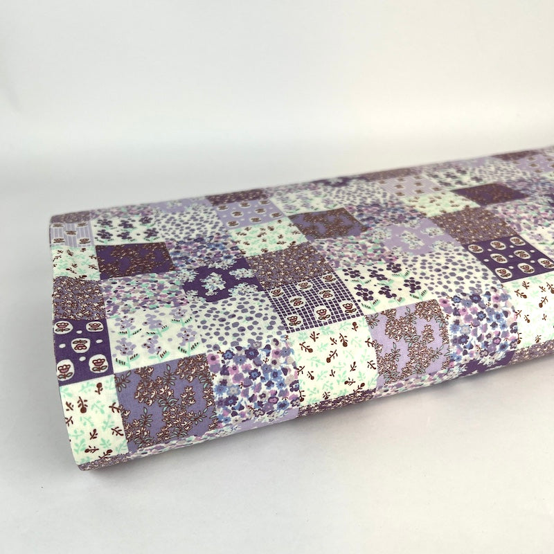 Kobayashi - Cotton Sheeting - Tiny Floral Checkerboard - Lavender