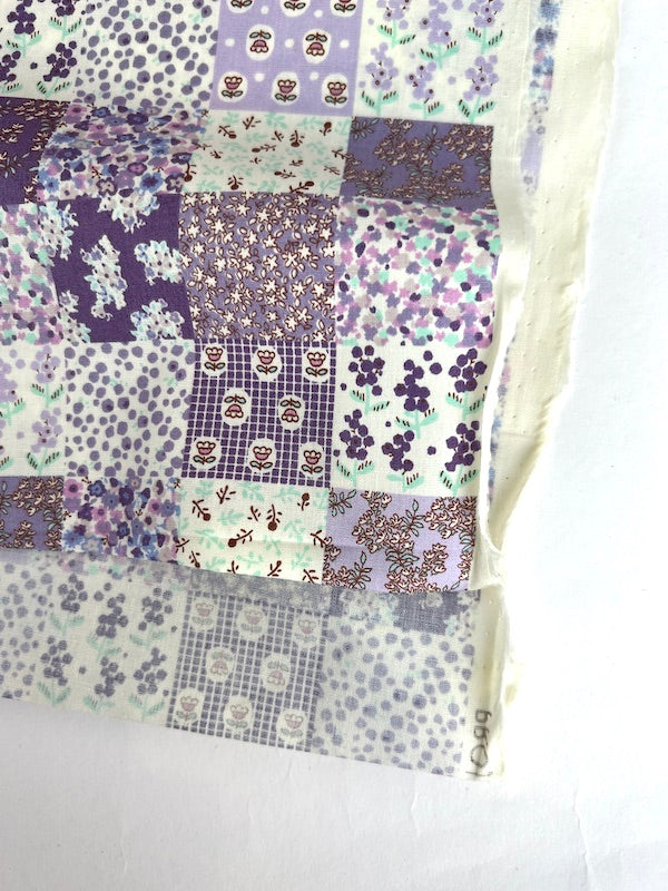 Kobayashi - Cotton Broadcloth - Tiny Floral Checkerboard - Lavender