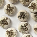 Textile Garden - Recycled Cotton Button - 18mm - Off-White with Oak Leaf and Acorn