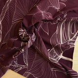Avalana Knit Jersey - Leaves - Wine