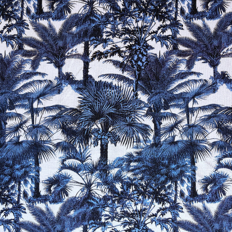 Blue palm tree pattern on a white background