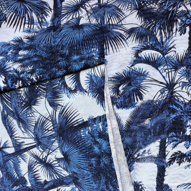 Blue palm tree pattern on a white background