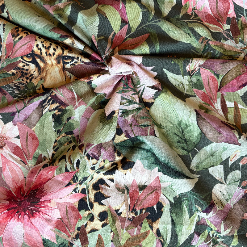 Floral and leopard print fabric pattern