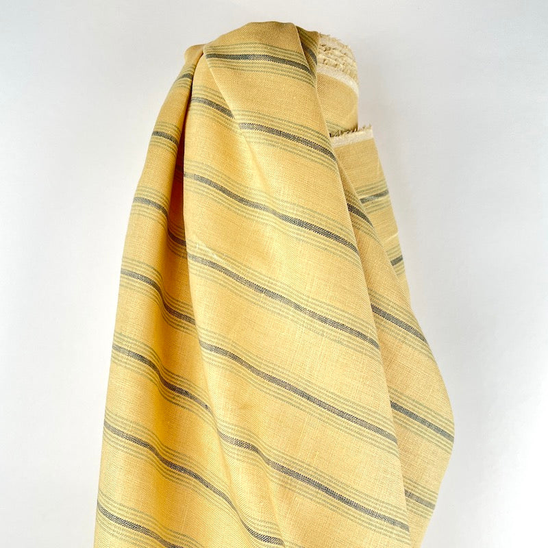 Lino Textile - Linen - Stripes - Yellow with Gray and Tan