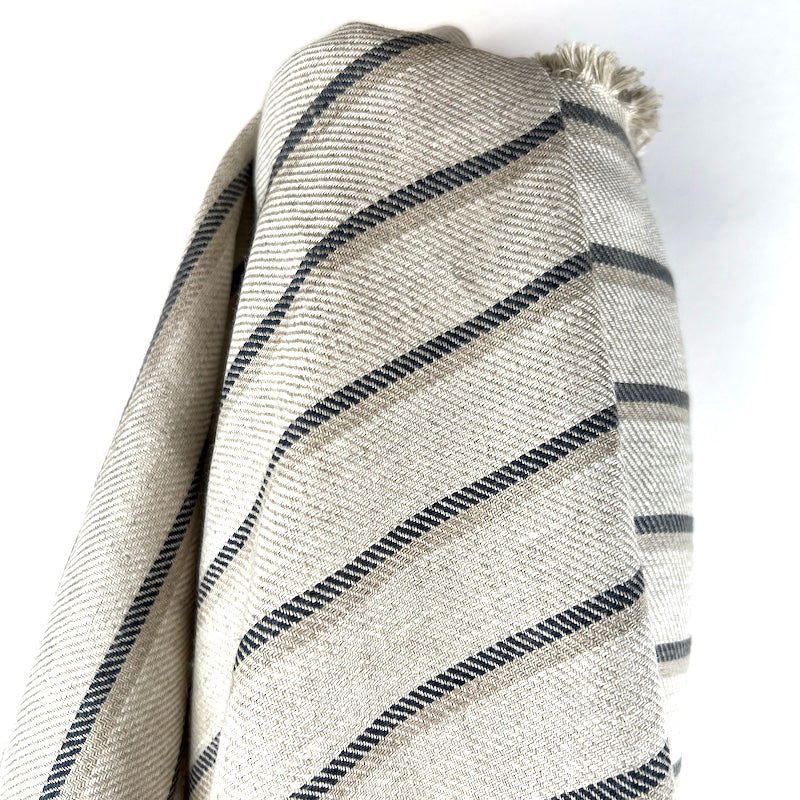 Lino Textile - Linen - Stripes - Natural with Black and Tan