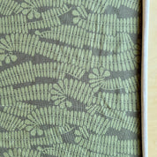 Fabric with green leaf pattern on gray background