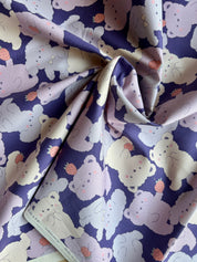 Kokka - Cotton Oxford - Purple Stuffed Animal Scatter