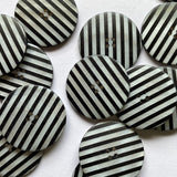 Textile Garden - Shell Button - 22mm - Black with Raised Lines