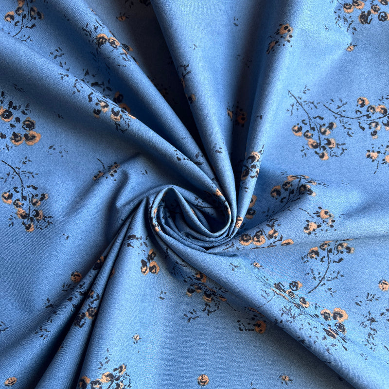 Hokkoh - Cotton Broadcloth - Blue Abstract Rose Bouquet