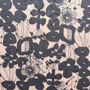 Kokka - Cotton Linen Sheeting - Peach & Charcoal Scandi Floral