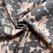Kokka - Cotton Linen Sheeting - Peach & Charcoal Scandi Floral