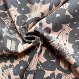 Kokka - Cotton Linen Sheeting - Peach & Charcoal Scandi Floral