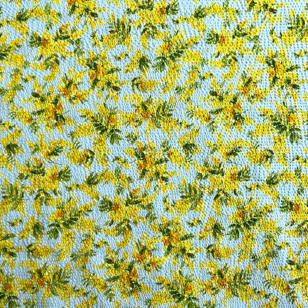 Kokka - Cotton Seersucker - Ripple Mimosa - Sky Blue