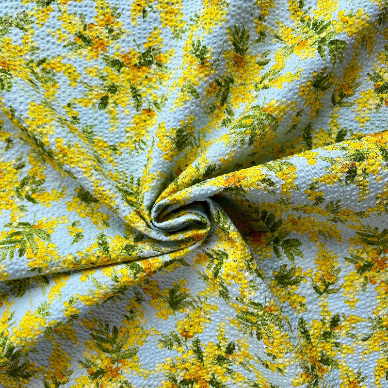 Kokka - Cotton Seersucker - Ripple Mimosa - Sky Blue