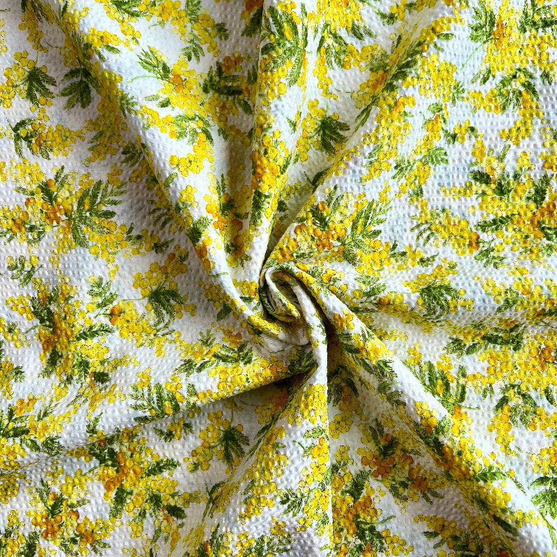 Kokka - Cotton Seersucker - Ripple Mimosa - White