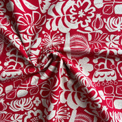 Hokkoh - Cotton Linen Canvas - Scandi Block Print Wildflowers
