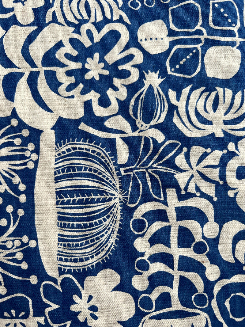 Hokkoh - Cotton Linen Canvas - Scandi Block Print Wildflowers 2