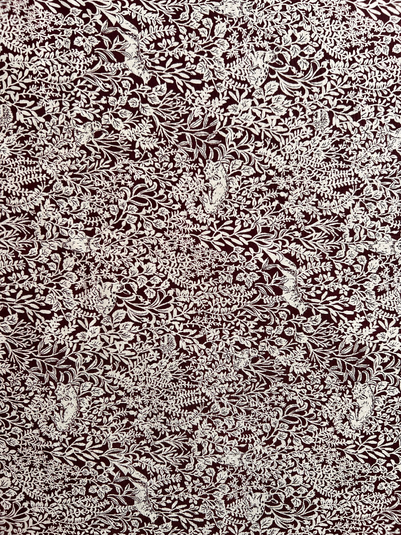 Hokkoh - Cotton Poplin - Tiny Busy Leaves - Burgundy