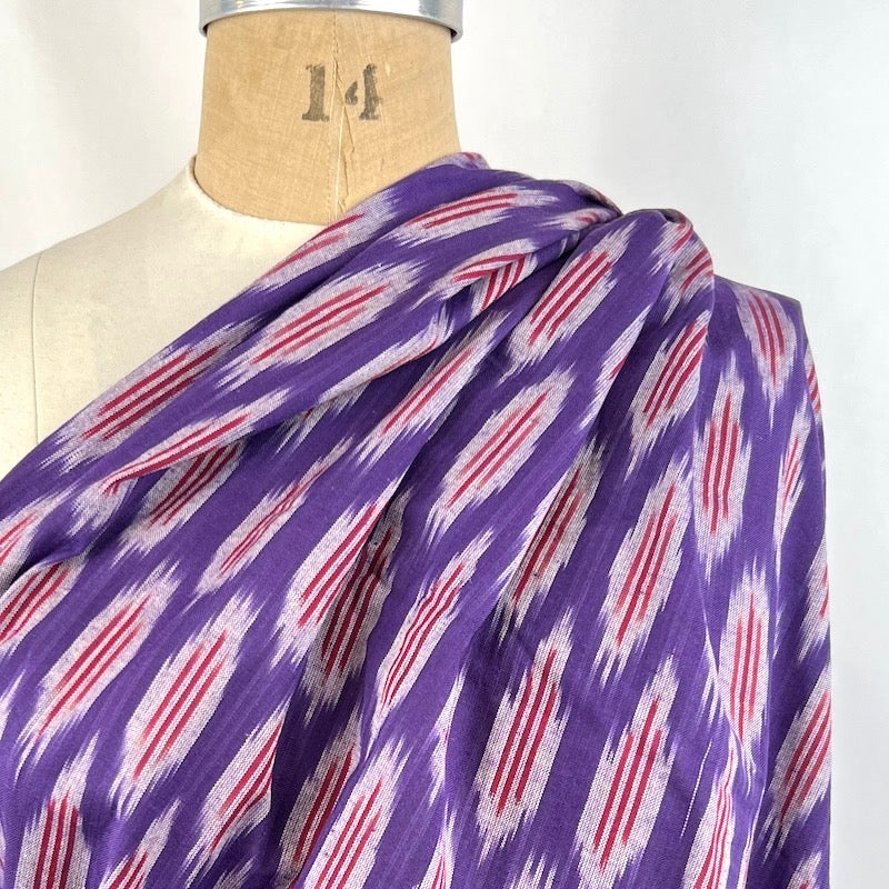 Ikkat - Hand-Loomed Cotton - Purple and White