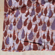 Hand Block Print Batik - Cotton - Rain Drops - Lavender and Brick