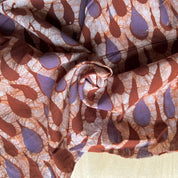 Hand Block Print Batik - Cotton - Rain Drops - Lavender and Brick