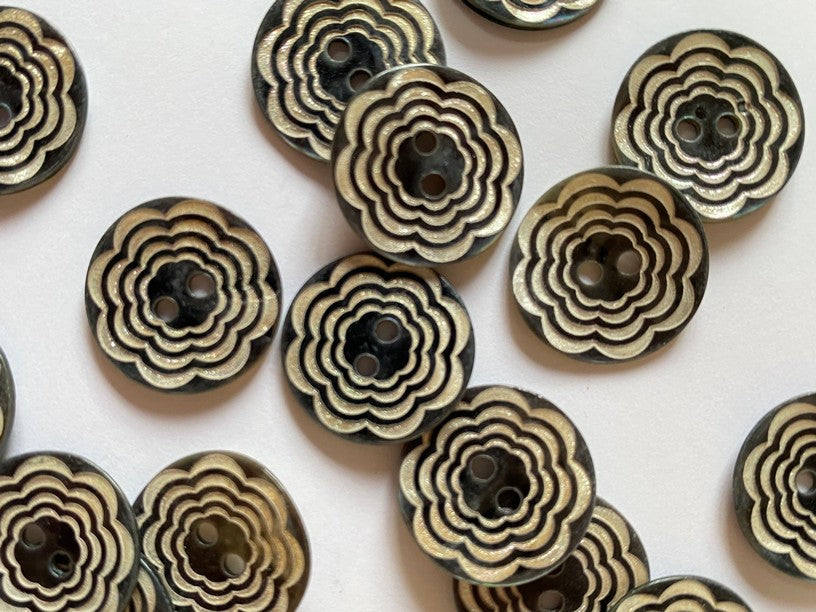 Textile Garden - Shell Button - 18mm - Laser Flower - Various Colors