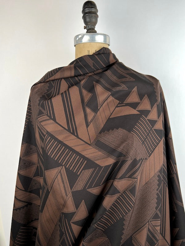 Hokkoh - Cotton, Rayon Lawn - Deco Geometric - Black on Brown