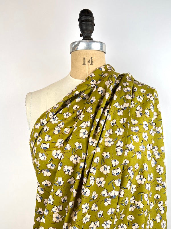Hokkoh - Cotton, Rayon Lawn - Scattered Flowers - Olive