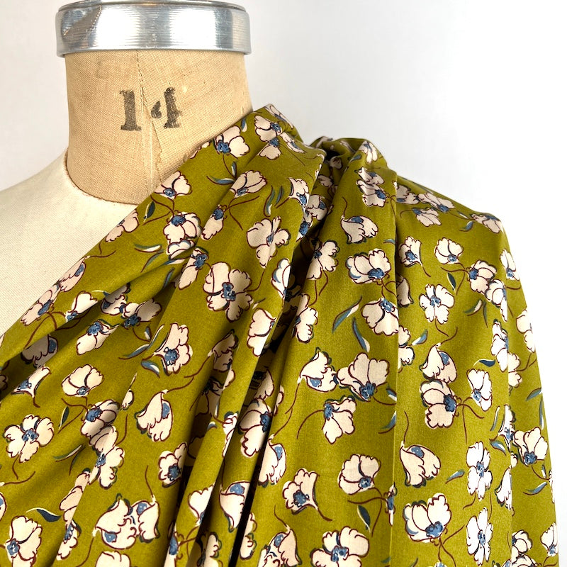 Hokkoh - Cotton, Rayon Lawn - Scattered Flowers - Olive