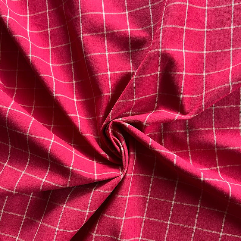 Diamond Textiles - Homespun Cotton - Windowpane - Red