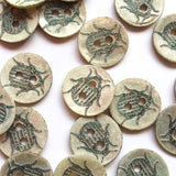 Textile Garden - Shell Button - 14mm - Blue Glitter Beetle Button