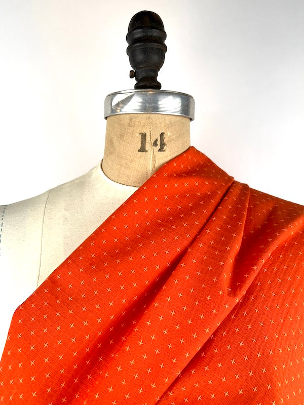 Diamond Textiles - Manchester Collection - Tiny Pluses Woven Cotton - Island Orange