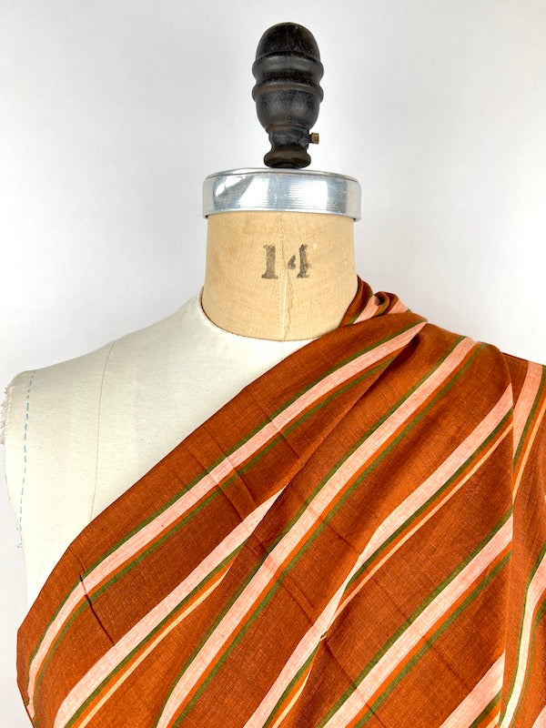 Khadi Handwoven Cotton - Yarn Dyed Stripe - Brown