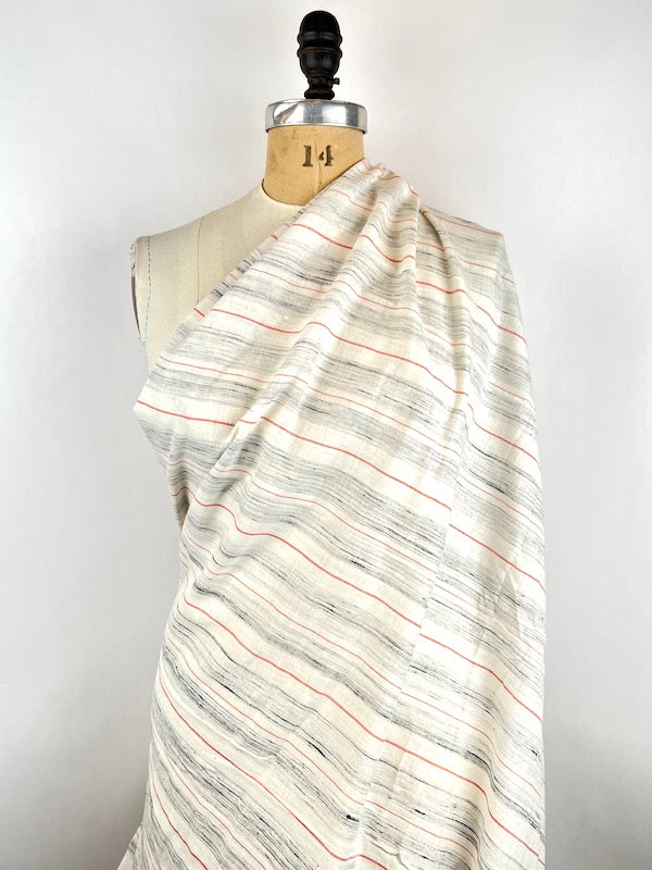 Handwoven Cotton - Yarn Dyed Heathered Stripe - Cream