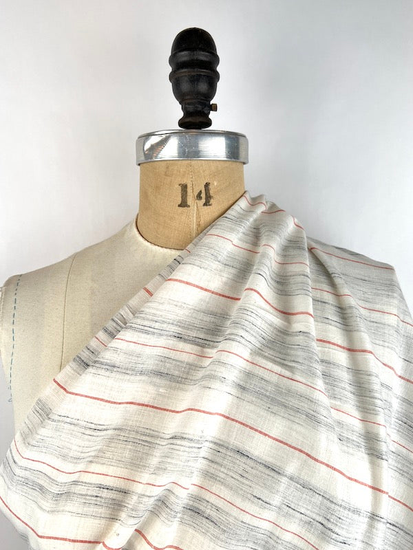 Handwoven Cotton - Yarn Dyed Heathered Stripe - Cream