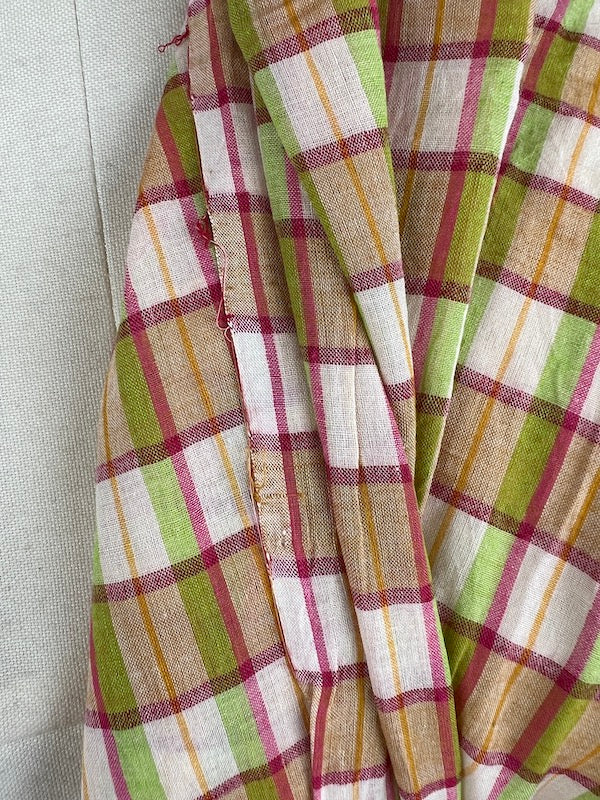 Khadi Handwoven Cotton - Yarn Dyed Check - White Pink and Green