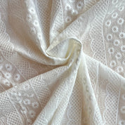 Pigeon Wishes - Striped Floral Embroidered Cotton - Ivory