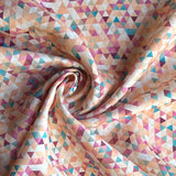 Lino Textile - Linen - Geo Triangle - Peach, Pink & Blue