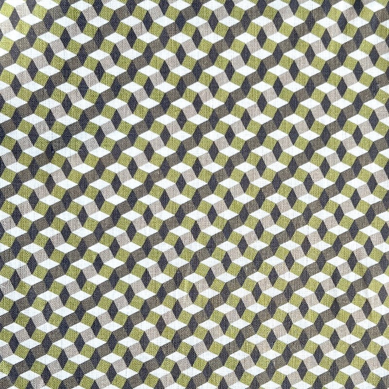Lino Textile - Linen - Geo Honeycomb - Olive Green