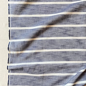 SALE - Ermani - Yarn Dyed Linen - Textured Stripe - Navy and White